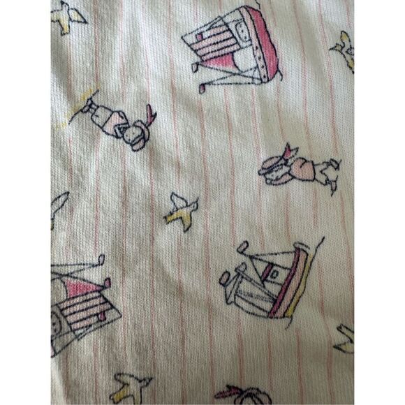 Vintage baby pajamas 9 month French import button up 2 piece set bird sailboat - Picture 1 of 8
